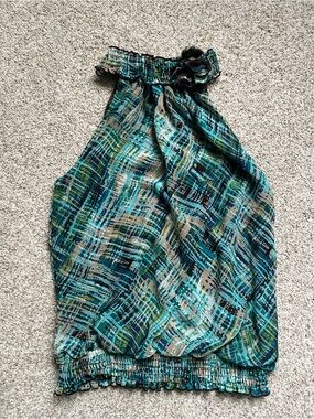 HeartSoul Teal Multi Smocked Halter Tank Top